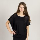 SAMSØE SAMSØE - SORT T-SHIRT I MØNSTRET STOF