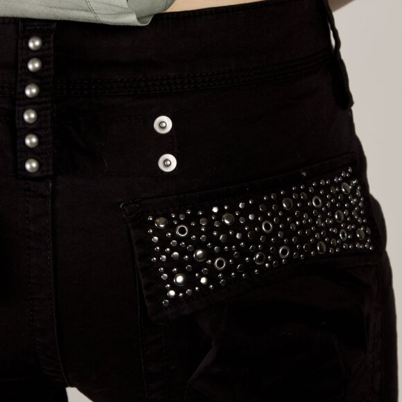 MOS MOSH - MOS MOSH-CHERYL CARGO DECO-Sorte bukser m/fede detaljer