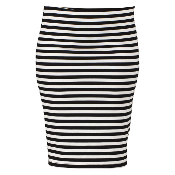 JUST FEMALE - SORT/HVID STRIBET NEDERDEL