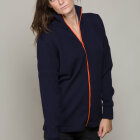 MADS NØRGAARD - HERRE-WOOL KLEMENS ZIP KONTRAST-NAVY SØMANDSSTRIK M. ORANGE