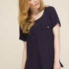 BLUSE M/LOMMER M/GULDKNAP