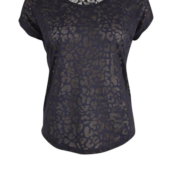 SAINT TROPEZ - NAVY LEOPARD BURNOUT T-SHIRT