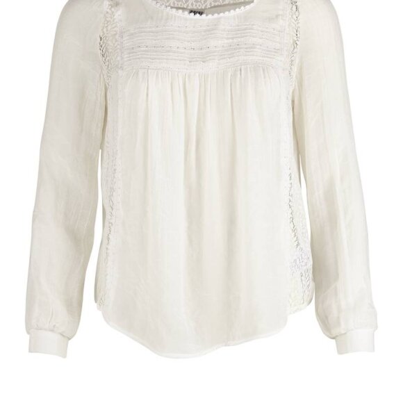 SAINT TROPEZ - HVID L/S SKJORTE M. BLONDER