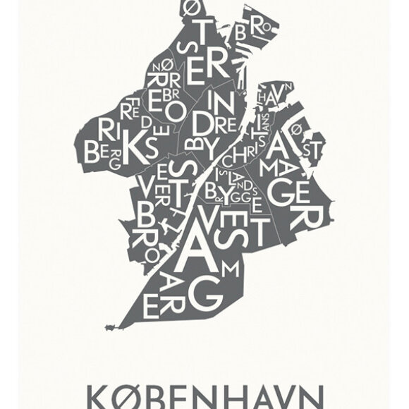 KORTKARTELLET - KØBENHAVN - KOKSGRÅ - 50X70 CM