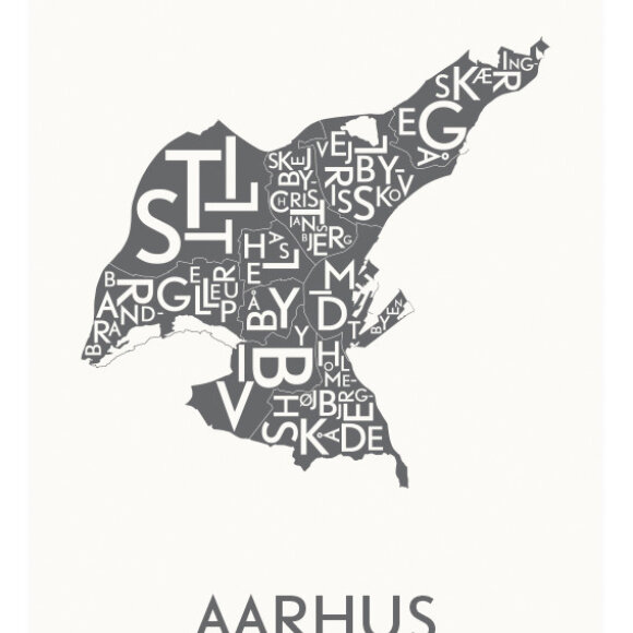 KORTKARTELLET - AARHUS - KOKSGRÅ - 50X70 CM