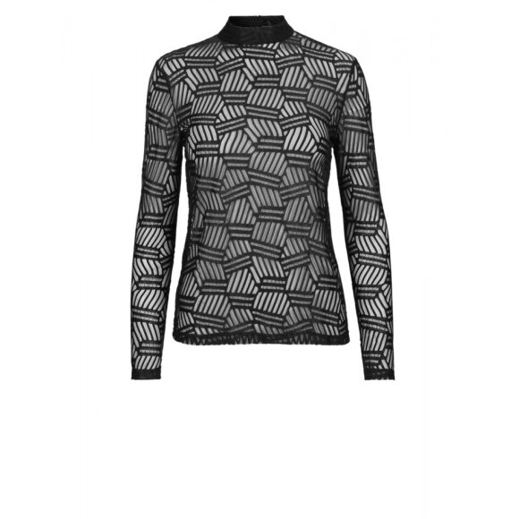 JUST FEMALE - AUDREY SORT HØJ HALS BLUSE