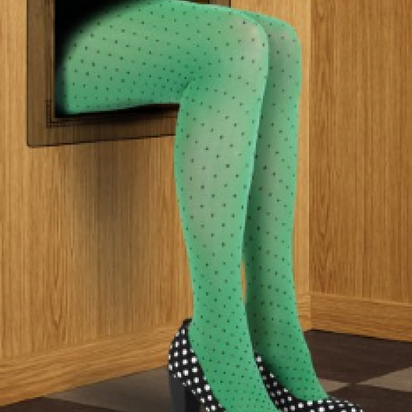 MARGOT BY MWM - TIGHTS GRØN/SORT PRIKKET