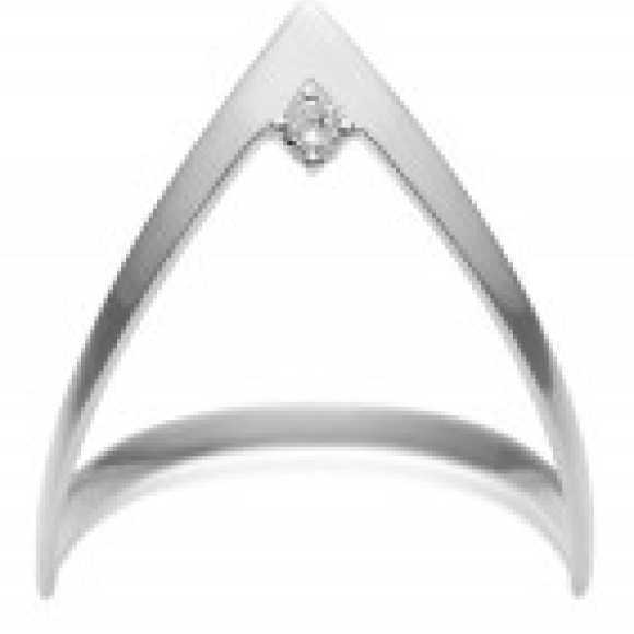 MAANESTEN - V RING SERLING SØLV M. DIAMANT