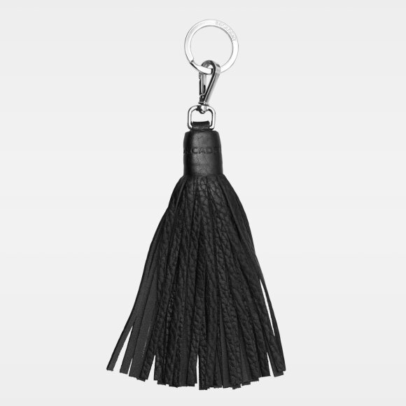 TASSEL SORT LÆDER NØGLERING