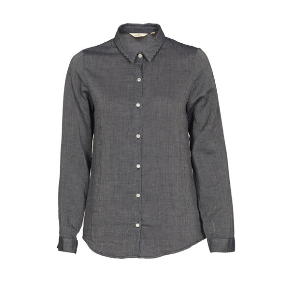 BASIC APPAREL - BLÅ/HVID STRIBET SKJORTE