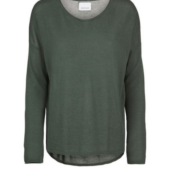 SAMSØE SAMSØE - KALLY OLIVENGRØN O-NECK BLUSE