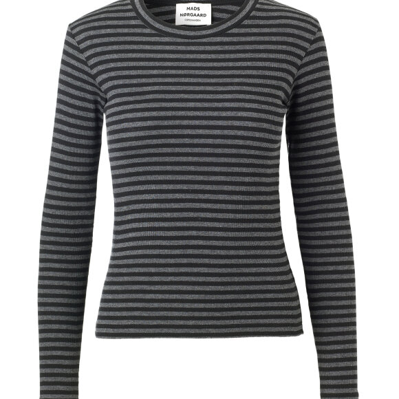 MADS NØRGAARD - TUBA SORT/GRÅ STRIBET L/S TOP