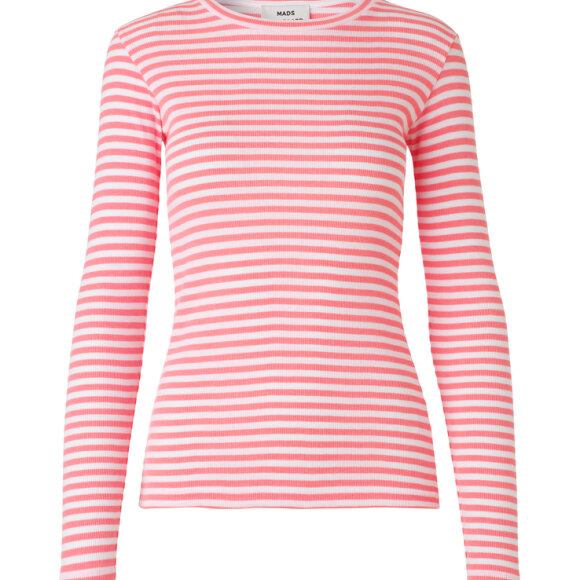 MADS NØRGAARD - PINK/HVID TUBA STRIBET BLUSE