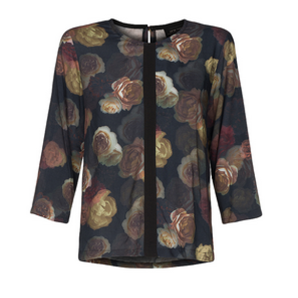 ONE TWO LUXZUZ - BLUSE MØRK GRØN M BLOMSTER
