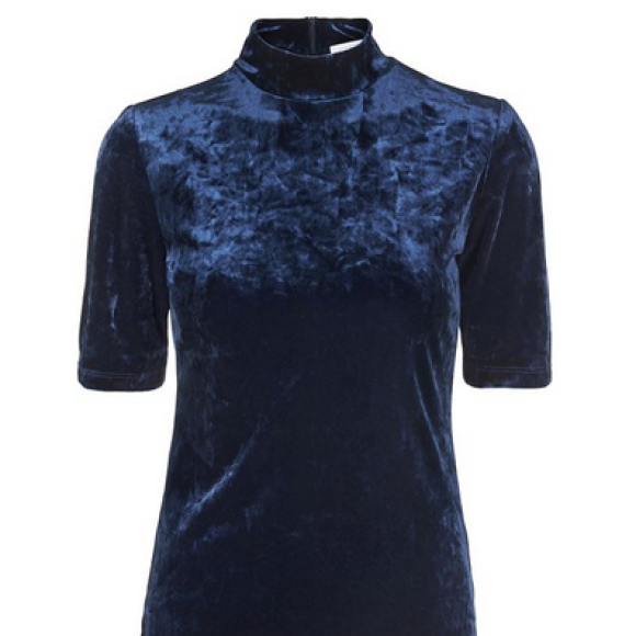 SAMSØE SAMSØE - MØRK BLÅ VELOUR BLUSE