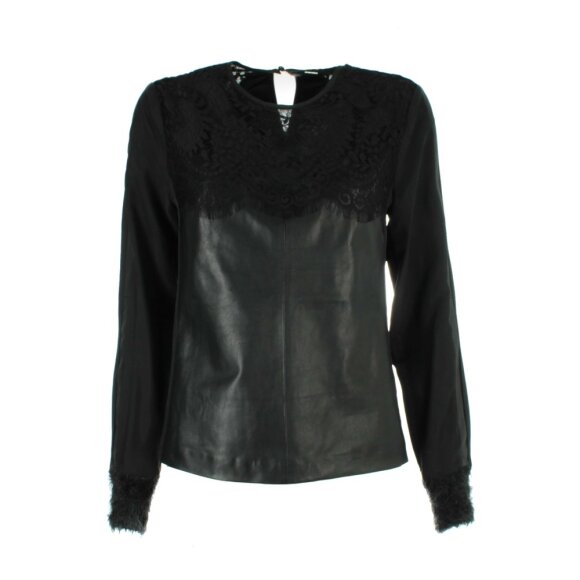 GUSTAV - LEATHER SHIRT WITH LACE