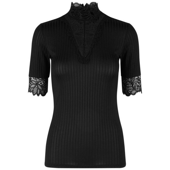 Y.A.S - YASBLACE SORT BLUSE, KORT ÆRME