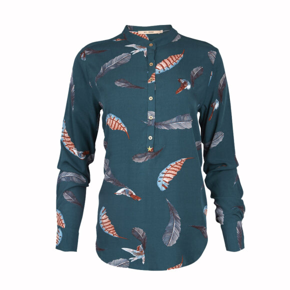 RUE de FEMME - GRØN DOT SHIRT MED FJERPRINT