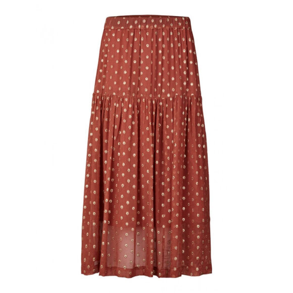 LOLLYS LAUNDRY - COKKO SKIRT RUSTRØD M GULDPRIK