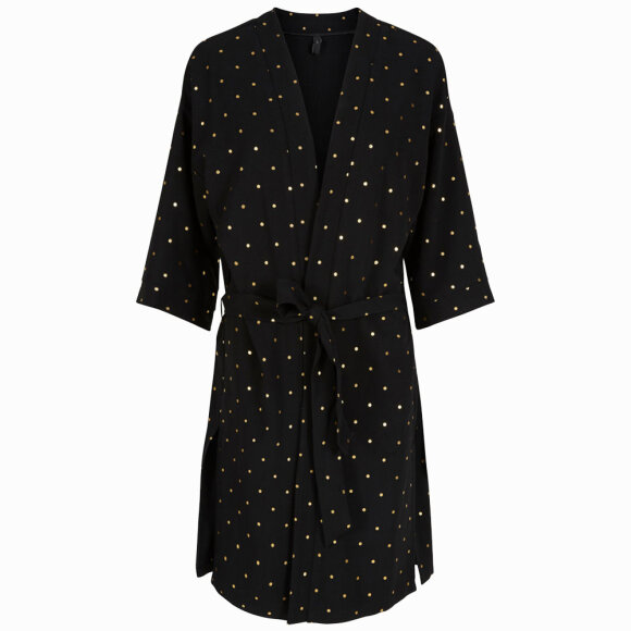 Y.A.S - SORT KIMONO M. GULD PRIKKER