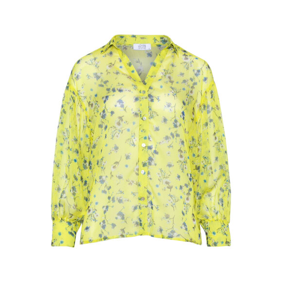 LOVE & DIVINE - LIMEGUL BLOMSTRET SKJORTE