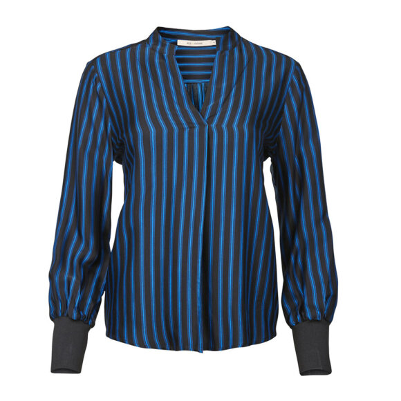 RUE de FEMME - SORT/BLÅ STRIB CAROLINI BLUSE