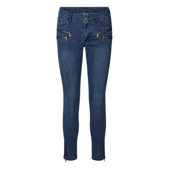 FREEQUENT - BLÅ MEDIUM AIDA ZIP 7/8 JEANS