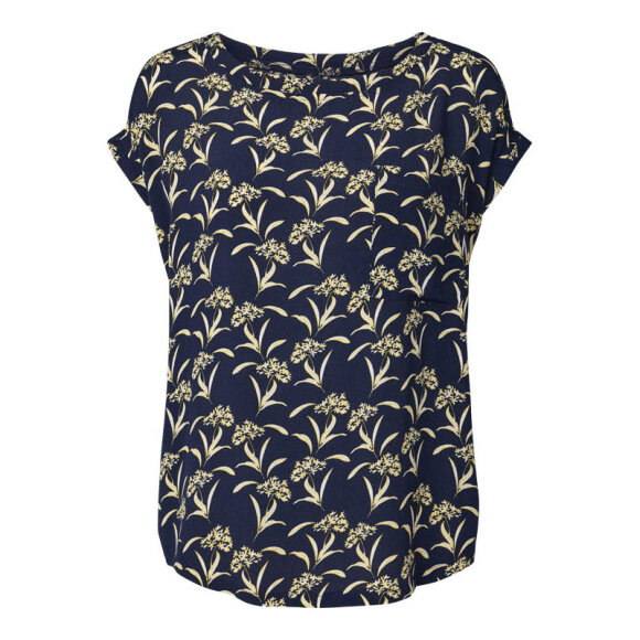 LOLLYS LAUNDRY - NAVY KRYSTAL TOP M. GULT PRINT