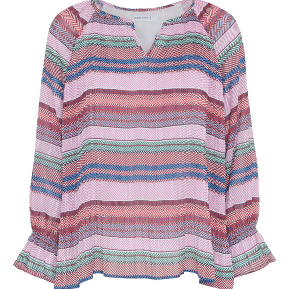 CONTINUE CPH ApS - PINK STRIBET BLUSE