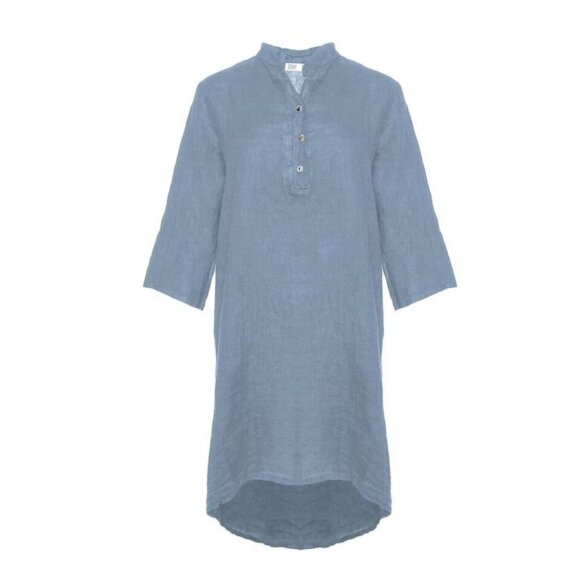 TIFFANY - Long Shirt, Mid Blue, Linen