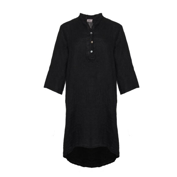 TIFFANY - Long Shirt, Black, Linen
