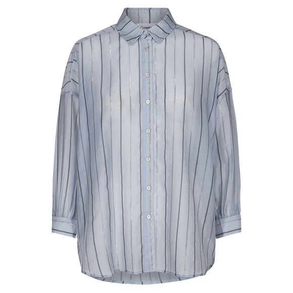 CO COUTURE - NYLA STRIPE SHIRT DUSTY BLUE