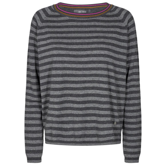 MOS MOSH - DARK GREY MEL WYN STRIPE KNIT