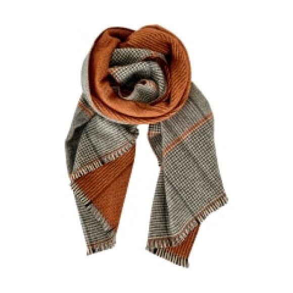 BLACK COLOUR - ORANGE JANNIE CHECK SCARF