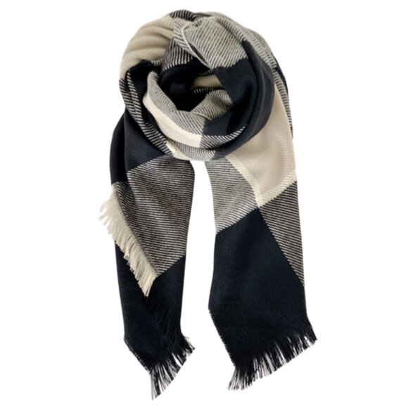 BLACK COLOUR - SAND LENA CHECK SCARF