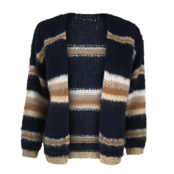 BLACK COLOUR - DARK BLUE/CAMEL TARA KNIT CARD