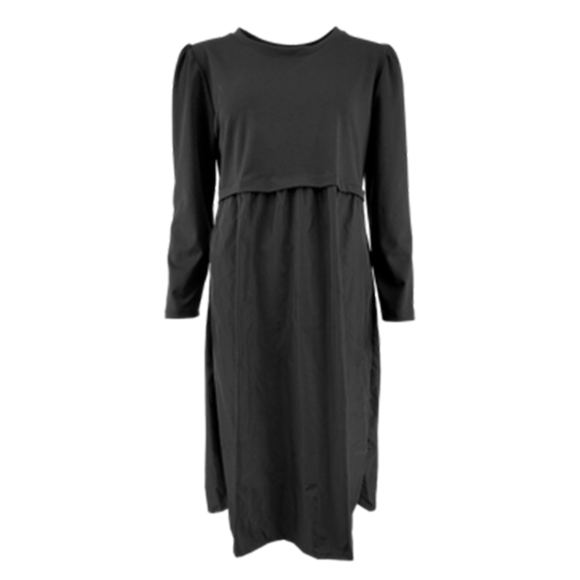 BLACK COLOUR - BLACK SALLY SWEAT/TAFFETA DRES