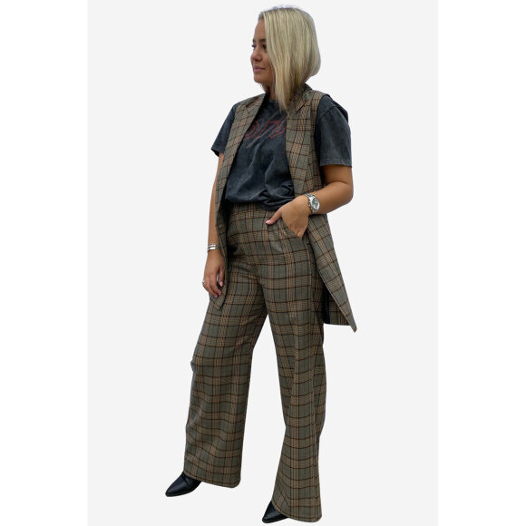 NOELLA - BROWN BROOKLYN CHECKED PANTS