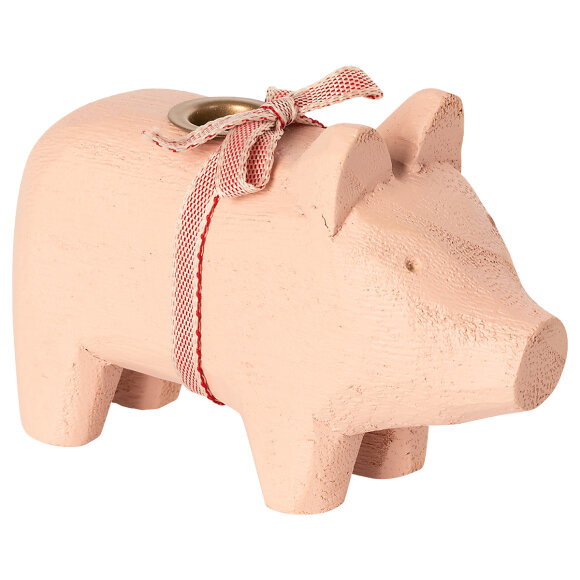 MAILEG - POWDER WOODEN PIG, SMALL