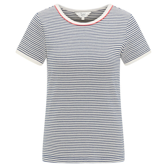 LEE - STRIPED RIBBED TEE WASHED BLUE