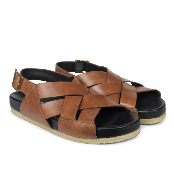 ANGULUS - SORT/TAN FODSENG SANDAL M/SPÆN