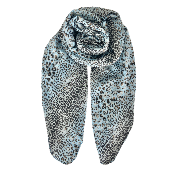 BLACK COLOUR - LT. BLUE LILY LEO SCARF