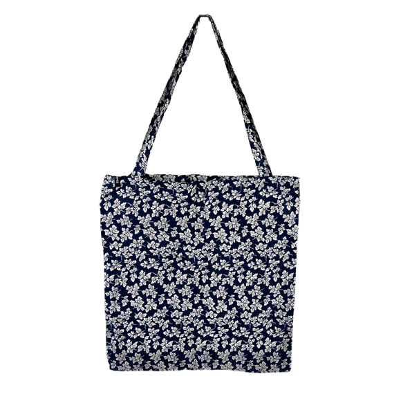 BLACK COLOUR - NAVY LEAF LULU COTTON SHOPPER