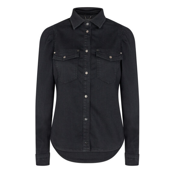 MOS MOSH - BLACK CIANA DENIM PUFF SHIRT