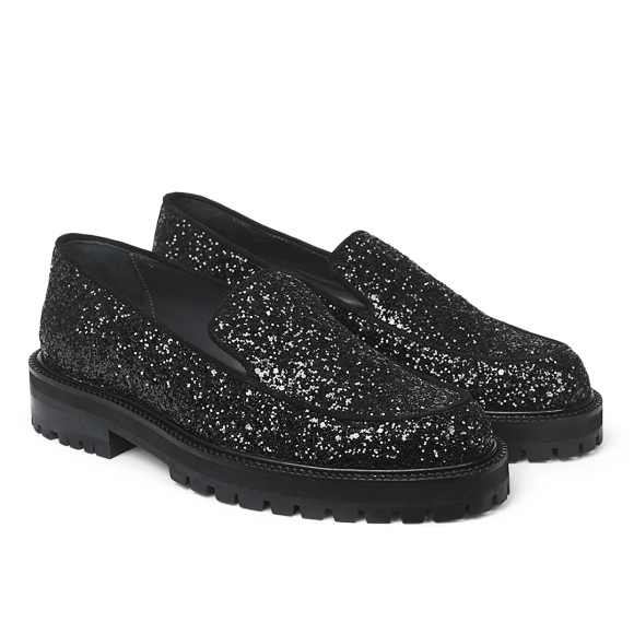 ANGULUS - SORT GLITTER KLASSISK LOAFER