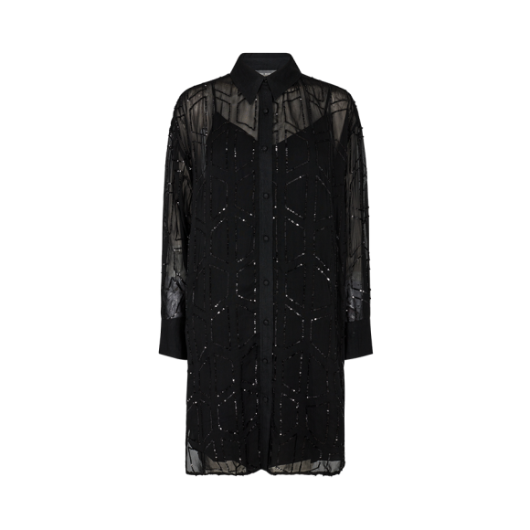 MOS MOSH - BLACK LEELA SEQUIN SHIRT DRESS