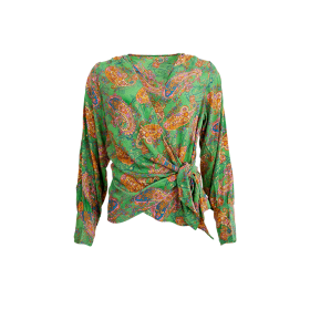 BLACK COLOUR - GREEN LIBERTY BCLUNA WRAP BLOU