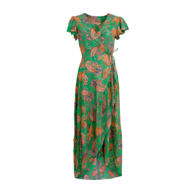 BLACK COLOUR - GREEN LIBERTY BCLUNA FLARED WRAP DRESS
