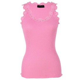 ROSEMUNDE CPH - BUBBLEGUM PINK SILK TOP W/ LAC