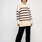 MOSHI MOSHI MIND - SAND/CHOCO SHADOW KNIT STRIPE